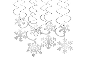 AVASEE gerFogoo 30Pack Snowflake Hanging Swirl Decorations,Snowflake Silver White Ceiling Swirls Dangling Christmas Decorations Ornaments for Xmas Frozen New Year Holiday Party Decoration Supplies