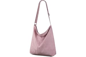 Kememo Crossbody Hobo Bag Corduroy Tote Bag with Zip, Large Capacity Shoulder Bag Handbags Shopping Bag for Women Girls Work School