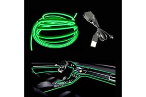 Balabaxer 10M Cavo di emissione luminosa USB, luce al neon Verde 5V con larghezza laterale 6mm, con protezione del fusibile, utilizzato per la decorazione interna dell'automobile