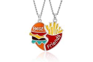 MenYiYDS 2 Pcs BFF Collar de la Amistad Lindo Hamburguesa y Papas Fritas joyería Colgante Mejor Amigo niña Collar de Las niñas Regalo de cumpleaños Colgante Cadena de Regalo (Rojo Amarillo)