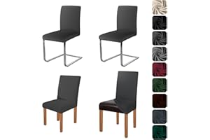 ‎JABEICK jabeick Elastische Stuhlhussen 4er Set Stuhlbezug Stretch Hussen für Esszimmer Abnehmbarer Waschbarer Stuhlbezüge Stühle Schutz für Küche Restaurant Hotel Bankett Hochzeit(Dunkelgrau)