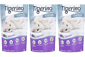 Tigerino Crystals Lavender Silicate Cat Litter 15L (5L X 3) Scented Antibacterial Disposable And Hypoallergenic Hygiene Litter