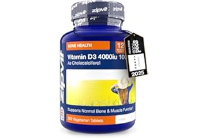 Zipvit Vitamin D3 4000 IU, 360 Maximum Strength Vitamin D Tablets, 12 Months Supply, Vegetarian, 1 a Day, VIT D3 As Cholecalciferol, Supports Bones Muscles, Immune System