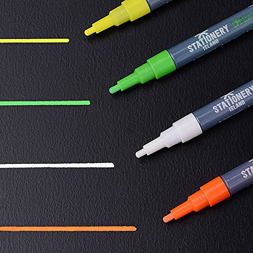 Stationery Island Kreidestift W30 3mm Feine Rundspitze – Feucht Abwischbare Kreidemarker 8er Set Bunt - 4