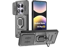 DERHAN Hülle für Xiaomi Redmi Note 14 Pro/Redmi Note 14 Pro 4G (Nicht für 5G), Panzerhülle Schutzhülle Stoßfest Handyhülle mit Ring Ständer - Schwarz