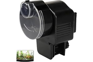 SPORGO Mangiatoia automatica per acquario: 60 ml, distributore automatico di mangime per pesci regolabile, mangiatoia per pesci per granuli e strisce, per acquari di spessore inferiore a 2,5 cm