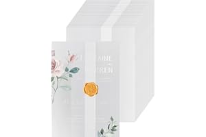 Anvin 50 Pack Pre-Folded Vellum Jackets for 5x7 Invitations Tracing Paper for Invitation Translucent Vellum Paper Wedding Invitations Wrap Liners for DIY Photos Postcards Scrapbook Envelopes(93gsm)