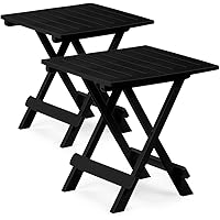 Deuba 2er Set Gartentisch Klapptisch Adige 50x45x43 cm Klappbar Tragbar Campingtisch Balkontisch Beistelltisch - Schwarz