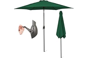 SUNMER 2.7M Green Parasol Garden Umbrella Sun Shading |Water Repellent Polyester 180 g/m² (UV 30+)| Easy to Open and Close Crank Mechanism | Pole Width ø 38 mm (Excl. Base)