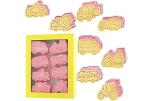 BELUGSIN Moldes Galletas Niños 8 Piezas Cortadores de Galletas Coche 3D Molde Galletas de Transporte Plástico Cookie Cutter Moldes Galletas Infantiles para Decorar Tartas Dulces Galletas