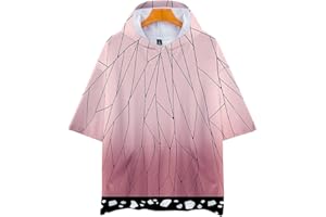 Piccodos Anime Kimetsu no Yaiba Kanae Kocho Flower Hashira T-Shirt Short Sleeve Blouse Sweatshirt Hooded T-Shirt Top Hoodie Cosplay Costume Version 31 Black XL (Chest 126 cm)