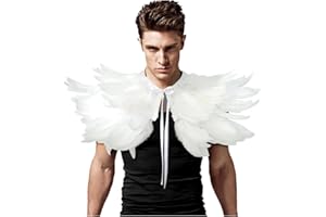 keland Gothic Capa de Plumas Chal Estola Cuello Epaulettes para Hombres Halloween Cosplay Disfraz (Blanco)