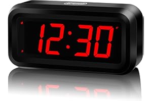 KWANWA Digital Alarm Clock Battery Operated Powered Only With Constantly Big 1.2'' LED Time Display Small for Travel desk Wall Bedside