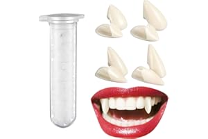 SUJAHHUJIQ Halloween Vampire Teeth, 4 Pairs Vampire Teeth Fangs with Adhesive, Vampire Fangs Fake Teeth Decorations, Reusable Vampire Fangs Teeth for Halloween Party Cosplay