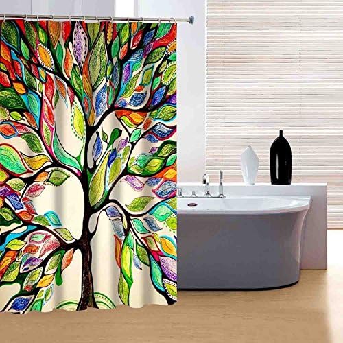 Shower Curtain ,KALLOE Mildew Resistant Fabric Waterproof / Antibacterial Bath Curtains with Hooks, 70x70 inch(180x180cm) - Colorful Tree