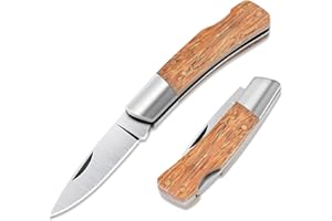 SPITZKANTE Cuchillo plegable navaja de dos manos X-DING-DANG, acero 440C, conformado 42a, hoja 6,1 cm, navaja de dos manos legal en Alemania, navaja de bolsillo con bloqueo, mango de madera