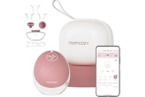 Momcozy Tiralatte a Mani Libere Mobile Flow | Aggiornamento M9, Controllo Elettrico e App, Multi-Modalità e 15 Livelli, Pompa Indossabile 24mm (2, Rosso)