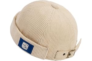 FASHIXD Cappelli da uomo Docker Cap Cappelli Beanie Marinaio Berretto Lavoratore Cappello Rolled Cuff Retro Brimless Cappello con Regolabile