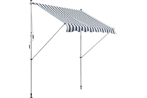 Outsunny Tenda da Sole 2x1.5m per Esterno a Rullo con Manovella, Telaio Telescopico e Angolazione Regolabile, Verde e Bianco