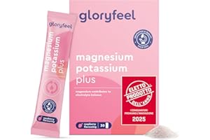 GLORYFEEL Magnesio e Potassio Integratore, Eletto PRODOTTO DELL'ANNO 2025, Gusto Lampone, 30 Bustine, Vitamina C, B12, Riboflavina e Tiamina, Contro Stanchezza e Affaticamento, per Sistema Immunitario e Nervoso