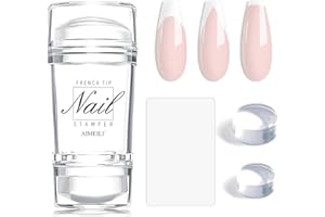 AIMEILI Double-head Jelly Nail Art Stamper French Unghie Stampo Clear Stamping Nail Art con 1 Raschietti e 2 Stampi in Trasparente Silicone