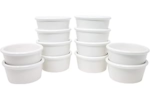 ToCi 12 pirottini bianchi in crema Brulee 9,5 cm | scodelle per ragout Fin | Stampo per pasta in ceramica | anche per cioccolato