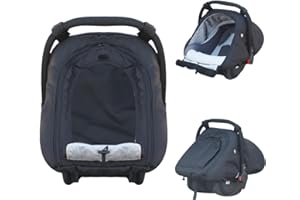 Fairy Baby Car Seat Cover Winter Breathable Carseat Cover Soft Warm Lambswool Lining Rain & Snow Repellent Universal Fit for Infant Car Seat (Black-mesh)