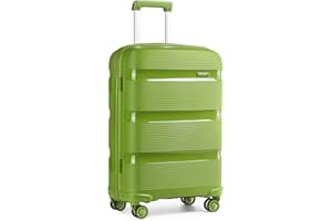Kono Maletas de Viaje Medianas 65 cm Rígida Equipaje de Mano con Cerradura TSA, Ligera Moda Trolley con 4 Ruedas y Cremallera YKK, Durable Polipropileno (Maleta Mediana, Verde)