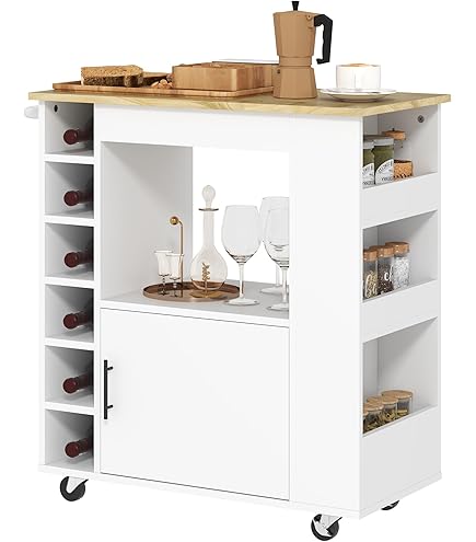 Carrello Da Cucina GIANTEX Con Cassetto E Ante - Mobile Dispensa Con Ruote, 73x50x90 Cm, 3 Colori - Foto 2