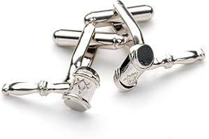 The Masonic Collection - Gemelos masónicos de plata con forma de mazo, excelentes detalles, vienen en bolsa de terciopelo/caja de gemelos, un accesorio de regalo útil para hombres masones, Plata