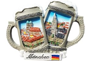 WEDAREGO Magnete da frigorifero 3D a forma di boccale di birra di Monaco di Baviera, idea regalo, in resina, fatto a mano, decorazione per la casa e la cucina