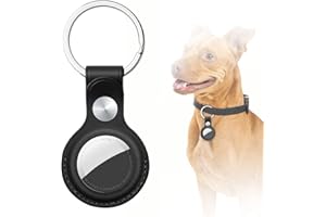 AICase Custodia protettiva in pelle PU compatibile con il nuovo airtag 2021, custodia antigraffio con portachiavi per animali domestici, cani, portafogli e bagagli.