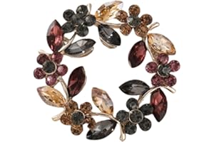 BKEMKRI 1 Pezzo Spilla Colorata a Forma di Ghirlanda, Spilla Ghirlanda di Fiori Cristallo da Donna Spilla da Matrimonio, Elegante Vintage Spilla di Cristallo Colorata Ghirlanda Accessorio di Abbigliamento