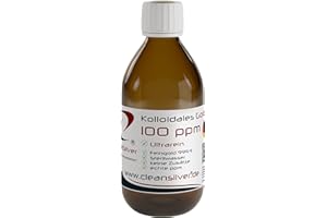 ‎CLEANSILVER CleanSilver Kolloidales Gold 100 ppm, 250ml - Ultrarein: Sterilwasser und Feingold 99,99% - Made in Germany - Goldwasser für ganzheitliches Wohlbefinden