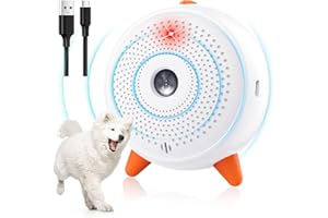 QUEENMEW Ultrasons Anti Aboiement pour Chien, Automatique Dispositif Anti-Aboiement Chiens,33 Pieds Rechargeable Imperméable Dispositifs de contrôle des aboiements de chien Extérieur et Intérieur pour Chiens