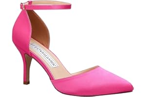 Duosheng & Elegant Femme Talons Aiguilles Escarpins Bride Cheville Bout Pointu Stain Chaussures de Mariage de mariée de fête