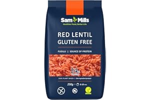 Sam Mills - Espirales de Lenteja Roja - Pasta Sin Gluten - 250 g - Elaborada con Legumbres - Pasta Proteica - Alto Contenido en Fibra y Proteína - Ideal para Dietas Veganas