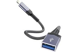 AMZTOP Adattatore da Lightning a USB per iPhone, [certificato MFi] USB 3.0 OTG, supporto lettore di schede, chiavetta USB, tastiera, mouse, hub, MIDI, game-controller lettore di schede, iOS nero e grigio