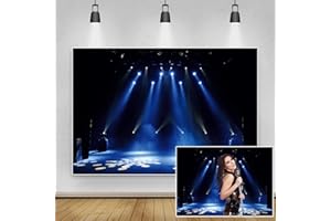Renaiss 2.5x1.8m Bühne Rampenlicht Fotografie-Hintergrund Konzert Live Musik Show Kulisse Blaues Licht Thema Party Dekorationen Superstar Kinder Erwachsene Porträt Studio-Requisiten