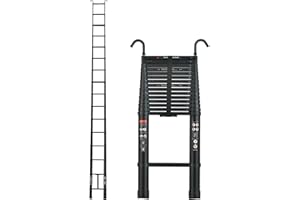 EFAN Scala Telescopica in Alluminio da 20,3FT/6,2M con 2 Ganci Rimovibili, Scala di Estensione Per Uso Esterno Domestico, Scaletta Pieghevole Scale Retrattili Multiuso, Capacità di 330 libbre, Nero