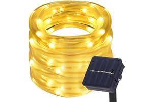 ‎DULEE DULEE Solar LED Lichtschlauch Lichterkette Außen 10M 100 LED Wasserdicht Garten Dekorative Lichter,Warmweiß