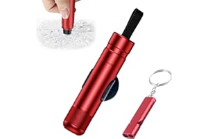 DMNQ Rompehielos y Cortador de Cinturón de Seguridad,Herramienta de Escape de Emergencia para,Martillo de Seguridad(Rojo) y Un Silbato de Emergencia,Accesorios para El Coche Gadgets de Supervivencia