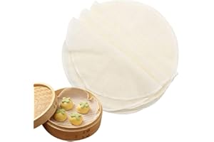 WHCCTL Tapis de Cuisson à la Vapeur, 10 Tapis à Vapeur en Coton, Forme Ronde Tapis Vapeur en Bambou, Tapis de Vapeur en Bambou Anti-Adhésif, pour Paniers à Vapeur, Cuiseur Vapeur, Dim Sum, Réutilisables