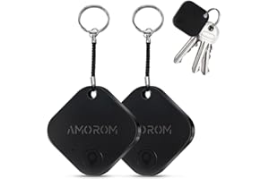 AMOROM Smart Air Tag Bluetooth Traceur Lot de 2, Compatible iOS et Android, Recherche de Phone, Rechercher à Proximité, Sonnerie Puissante, Batterie Remplaçable, pour Clés/Bagages/Sac/Dos