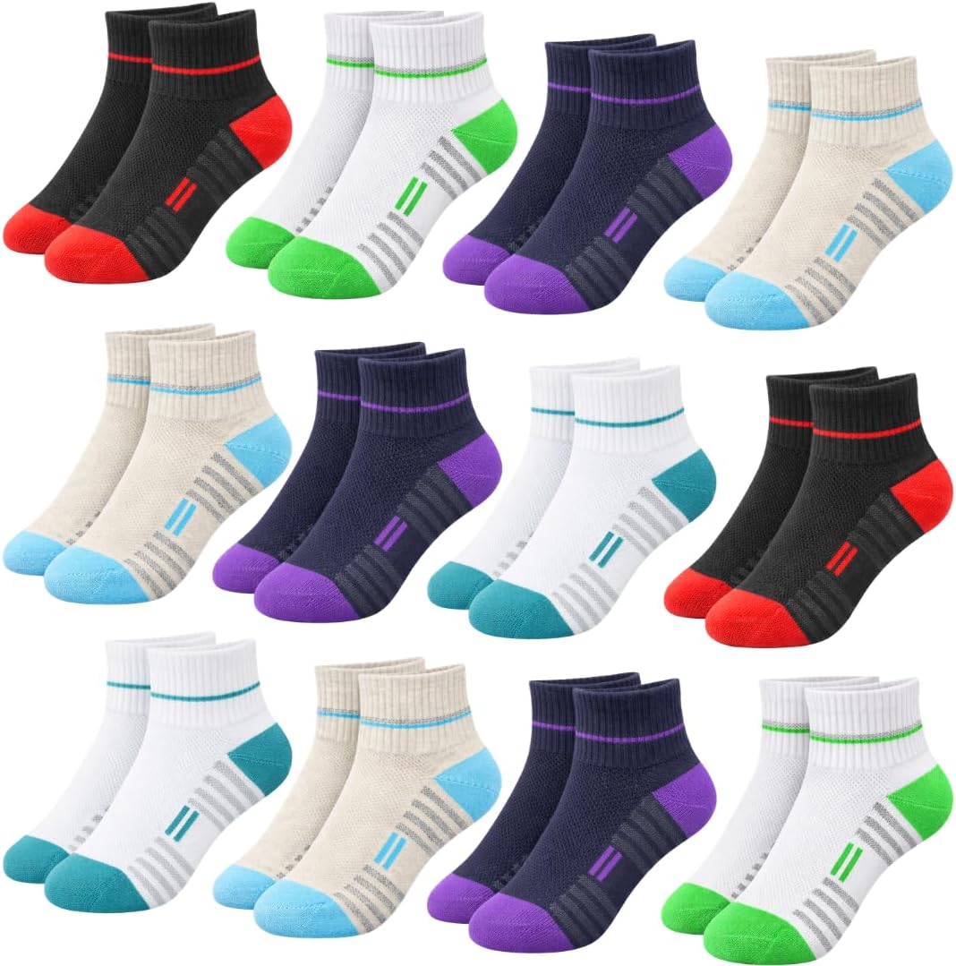 Nakloe -12 Pares - Calcetines Tobilleros Niño - Calcetines Niño - Calcetines Cortos Niño – Transpirables y hechos de Algodón