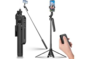 ROBOFUN Auto Face Tracking Handy Stativ, 360° Drehung Selfie Stick, 180cm Ausziehbarer mit Fernauslöser, Eingebaut Verfolgung Kamera Stativ für YouTube Tiktok Videodreh, für iPhone/Samsung Smartphone