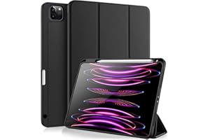 Vobafe Custodia Compatibile con Cover iPad PRO 11 2022/2021/2020/2018, a Tre Ante con portapenne per iPad PRO 11 Pollici, Supporto 2. Gen Pencil, Attivazione/Disattivazione Automatica, Nero