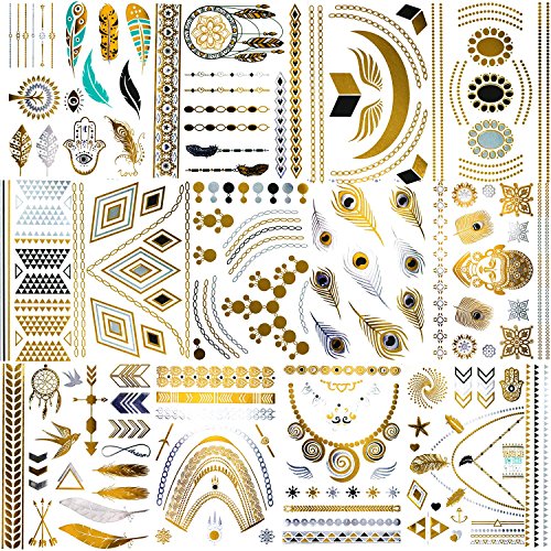 10 Sheets of Silver & Gold Fashion / Style Tattoos
