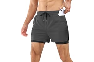 Comilaka Męskie spodenki do biegania 2 w 1 szorty oddychające siłownia trening sportowy spodenki sportowe z kieszenią na telefon