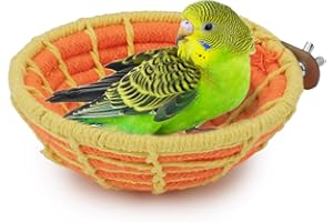 Hypeety Handmade Coton Rope Bird Breeding Nest Hatch House Bird Nest Cage for Small Parrots Budgie Parakeet Cockatiel Parakeet Conure Canary Finch Lovebird (Orange)
